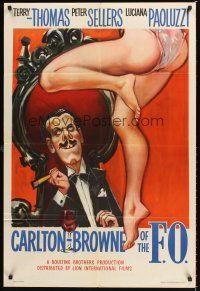 3e138 CARLTON-BROWNE OF THE F.O. English 1sh '59 Peter Sellers, wacky Terry-Thomas & naked legs!