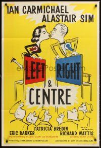 3e550 LEFT RIGHT & CENTRE English 1sh '59 wacky art of political candidates in love by Langdon!