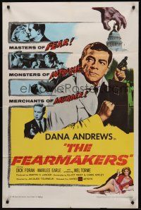 3e333 FEARMAKERS 1sh '58 Dana Andrews with gun, sexy Marilee Earle, Mel Torme, Jacques Tourneur