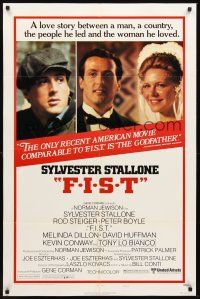 3e322 F.I.S.T. style B 1sh '77 great images of Sylvester Stallone w/bride Melinda Dillon!