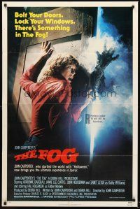 3e361 FOG style B 1sh '80 John Carpenter, Jamie Lee Curtis, there's something out there!