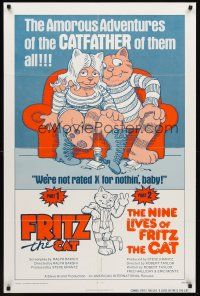 3e383 FRITZ THE CAT/NINE LIVES OF FRITZ THE CAT 1sh '75 the amorous adventures of the CATFATHER!