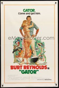 3e398 GATOR 1sh '76 art of Burt Reynolds & Lauren Hutton by McGinnis, White Lightning sequel!