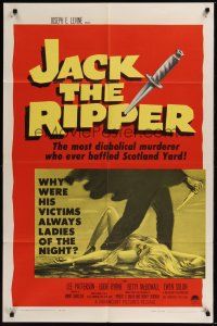3e507 JACK THE RIPPER 1sh '60 American detective helps Scotland Yard find fabled killer!
