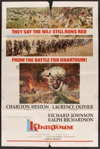 3e520 KHARTOUM new campaign style B 1sh '66 art of Charlton Heston & Laurence Olivier!