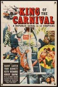 3e526 KING OF THE CARNIVAL 1sh '55 Republic serial, great circus trapeze artwork!