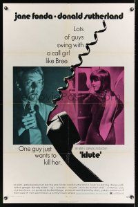 3e528 KLUTE 1sh '71 Donald Sutherland helps intended murder victim & call girl Jane Fonda!