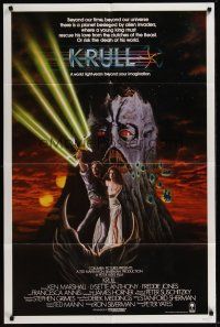 3e529 KRULL int'l 1sh '83 great sci-fi fantasy art of Ken Marshall & L. Anthony in monster's hand!