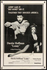 3e552 LENNY style B 1sh '74 Dustin Hoffman as Lenny Bruce at microphone w/sexy Valerie Perrine!