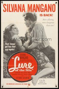3e579 LURE OF THE SILA 1sh '54 sexy Silvana Mangano is more alluring and dangerous than ever!