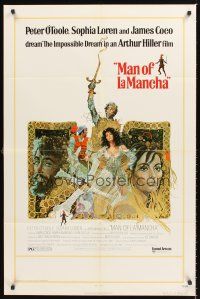 3e593 MAN OF LA MANCHA 1sh '72 Peter O'Toole, Sophia Loren, cool Ted CoConis art!