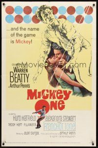 3e616 MICKEY ONE 1sh '65 artwork of Warren Beatty, the name of the game is Mickey!