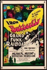 3e647 MUSICAL MUTINY/WEEKEND REBELLION 1sh '70 Iron Butterfly, Grand Funk Railroad!