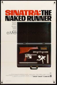 3e652 NAKED RUNNER 1sh '67 Frank Sinatra, cool image of sniper rifle gun dismantled in suitcase!