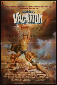 3e653 NATIONAL LAMPOON'S VACATION 1sh '83 sexy exaggerated art of Chevy Chase by Boris Vallejo!