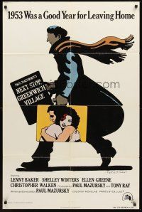 3e665 NEXT STOP GREENWICH VILLAGE style A 1sh '76 cool art of Lenny Baker by Milton Glaser!