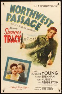 3e680 NORTHWEST PASSAGE style D 1sh '40 Spencer Tracy, Robert Young, Ruth Hussey!