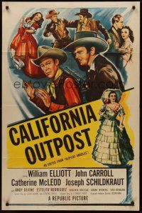 3e690 OLD LOS ANGELES 1sh R53 Wild Bill Elliott, Catherine McLeod, California Outpost!