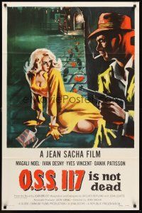 3e709 OSS 117 IS NOT DEAD 1sh '58 art of sexy blonde French babe + smoking guy with gun!