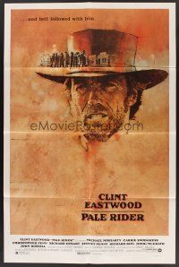 3e719 PALE RIDER 1sh '85 great artwork of cowboy Clint Eastwood by C. Michael Dudash!