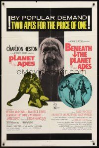 3e738 PLANET OF THE APES/BENEATH THE PLANET OF THE APES 1sh '71 2 apes for the price of 1!