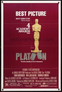 3e742 PLATOON style B awards 1sh '86 Oliver Stone, winner of the Best Picture & Best Director Oscars