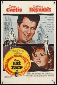 3e772 RAT RACE 1sh '60 Debbie Reynolds & Tony Curtis will do anything to get to the top!