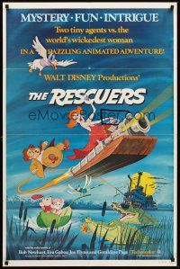 3e779 RESCUERS 1sh '77 Disney mouse mystery adventure cartoon from the depths of Devil's Bayou!