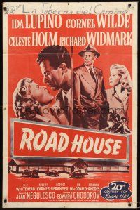 3e787 ROAD HOUSE 1sh R53 close up Ida Lupino & Cornel Wilde, film noir!