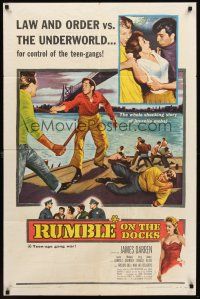 3e802 RUMBLE ON THE DOCKS 1sh '56 James Darren & Robert Blake are rebels with plenty of cause!