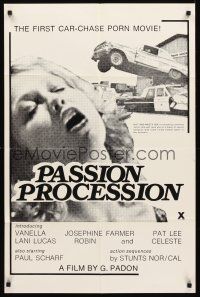 3e726 PASSION PROCESSION special 23x35 '76 wild action images from first car chase porn movie!