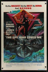 3e858 SPY WHO LOVED ME 1sh '77 great art of Roger Moore as James Bond 007 by Bob Peak!