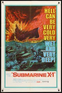 3e881 SUBMARINE X-1 1sh '68 cool naval scuba divers & warfare art, Hell can be very cold!