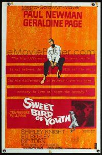 3e892 SWEET BIRD OF YOUTH 1sh '62 Paul Newman, Geraldine Page, from Tennessee Williams' play!