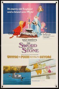 3e899 SWORD IN THE STONE/WINNIE POOH & A DAY FOR EEYORE 1sh '83 Disney cartoons, art by Wensel!