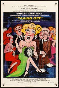 3e904 TAKING OFF style B 1sh '71 Milos Forman's first American movie, wacky art by Bacha!