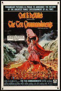 3e910 TEN COMMANDMENTS 1sh R72 directed by Cecil B. DeMille, Charlton Heston, Yul Brynner!