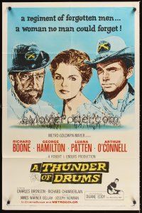 3e926 THUNDER OF DRUMS 1sh '61 art of Richard Boone, George Hamilton & Luana Patten, Civil War!