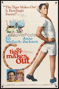 3e929 TIGER MAKES OUT 1sh '67 wacky full-length image of Eli Wallach with a tail, comedy!