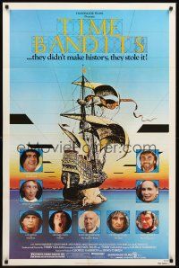 3e932 TIME BANDITS 1sh '81 John Cleese, Sean Connery, art by director Terry Gilliam!