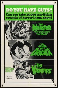 3e948 DO YOU HAVE GUTS 1sh '71 monsters & vampires, can you take 15,000 terrifying seconds of horror!