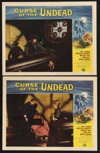 3f965 CURSE OF THE UNDEAD 2 LCs '59 Universal horror, cool border art by Reynold Brown!