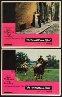 3f990 THOMAS CROWN AFFAIR 2 LCs '68 Steve McQueen kissing sexy Faye Dunaway & playing polo!