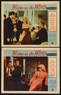 3f999 WRITTEN ON THE WIND 2 LCs '56 Rock Hudson, Robert Stack, Dorothy Malone!