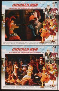 3f233 CHICKEN RUN 8 LCs '00 Peter Lord & Nick Park claymation, poultry with a plan!