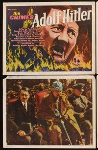 3f256 CRIMES OF ADOLF HITLER 8 LCs '61 German documentary, title card art of Hitler in flames!