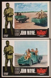 3f388 HATARI 8 LCs R67 Howard Hawks, great artwork images of John Wayne in Africa!