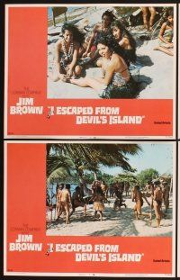 3f417 I ESCAPED FROM DEVIL'S ISLAND 8 LCs '73 Jim Brown, Christopher George, Richard Ely!