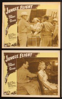 3f452 JUNGLE FLIGHT 8 LCs '47 Robert Lowery dared death for sexy Ann Savage!