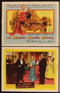3f536 MONTE CARLO STORY 8 LCs '57 Marlene Dietrich, Vittorio De Sica, high stakes, low cut gowns!